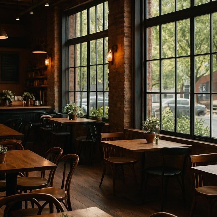 Cozy, dimly lit cafe interior