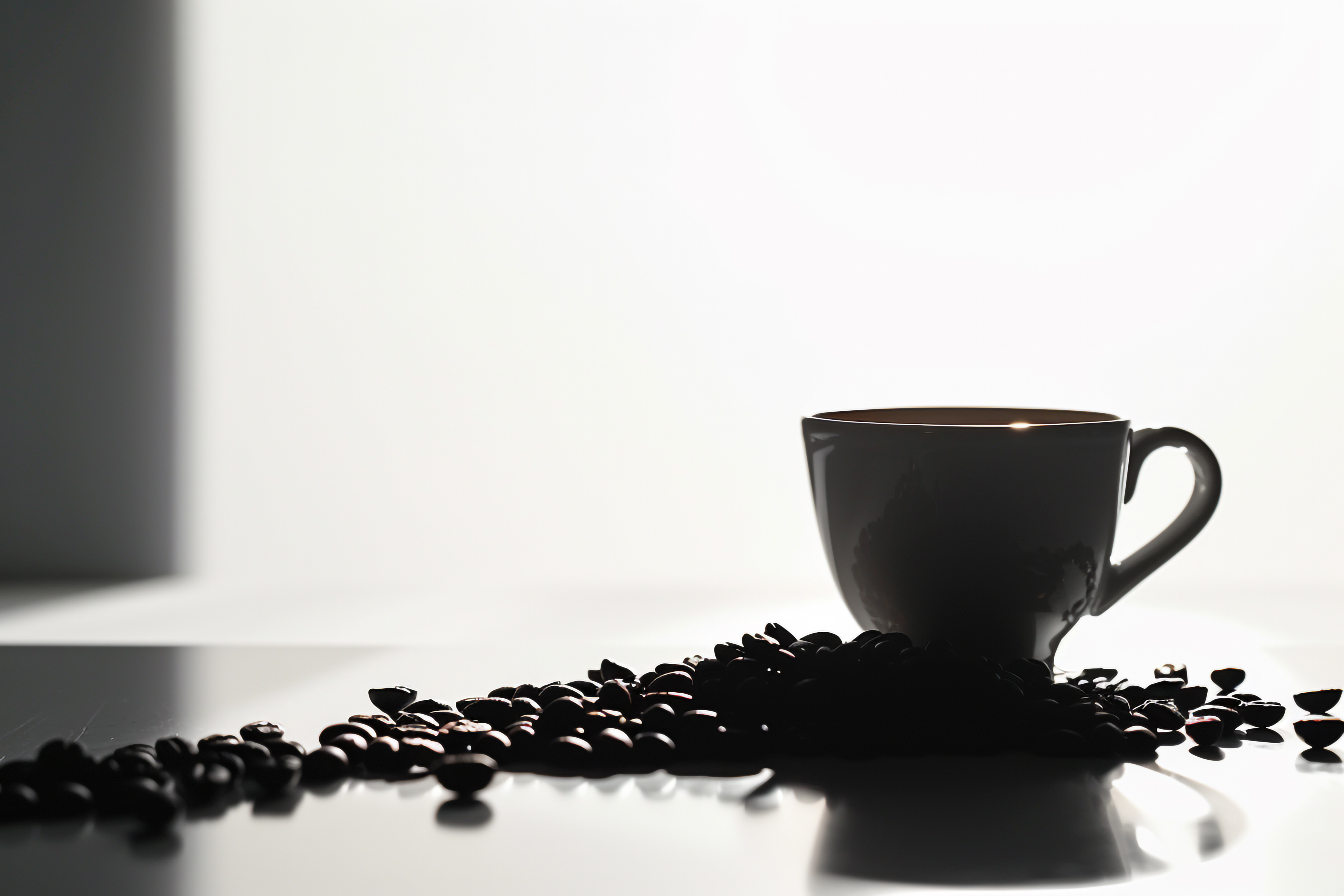 Coffee beans and paper cups